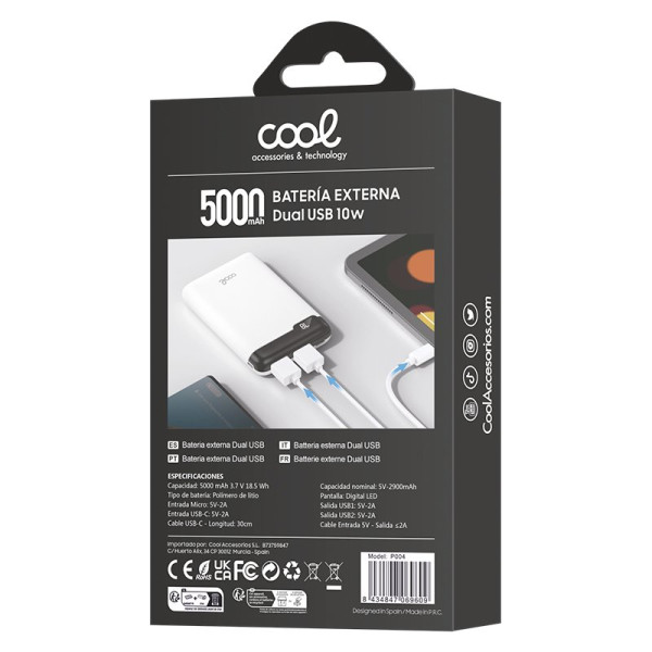 Bateria externa Banco de potência 5000 exposição mAh COOL 10W Branco M 4
