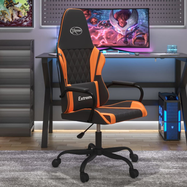 Silla gaming cuero sintético negro y naranja D