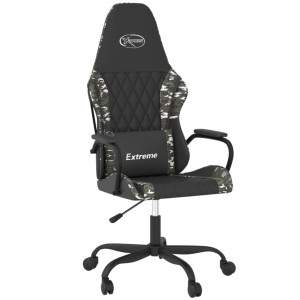 Cadeira gaming massagens couro artificial preto e camuflagem H