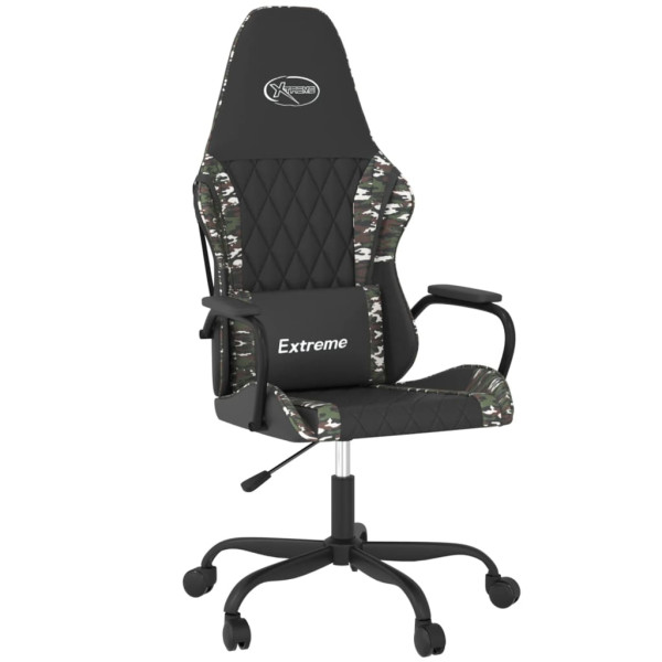 Silla gaming de masaje cuero sintético negro y camuflaje M 2