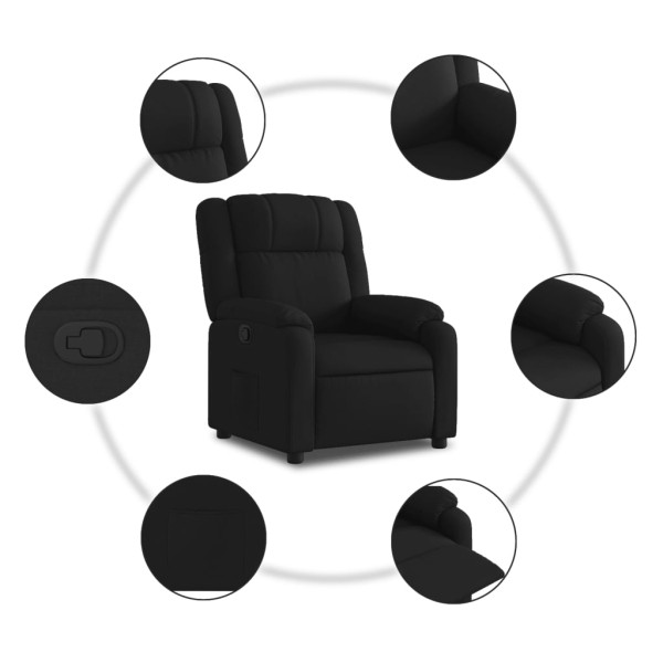 Sillón reclinable de tela negro M 5