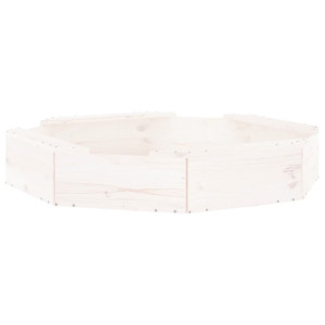 Caixa de areia octogonal com assentos pinho maciço branco H