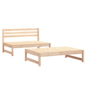 2 pcs conjunto lounge de jardim madeira de pinho maciça H