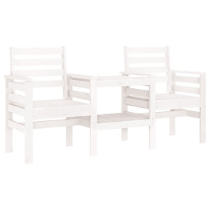 Banco de jardim 2 lugares com mesa pinho maciço branco H