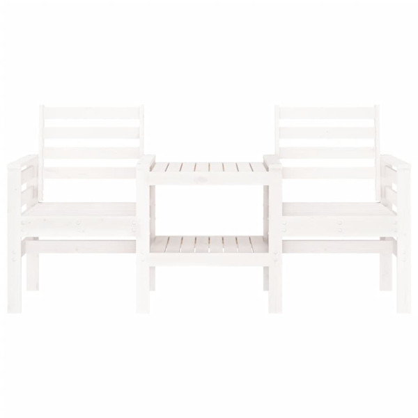 Banco de jardim 2 lugares com mesa pinho maciço branco M 3