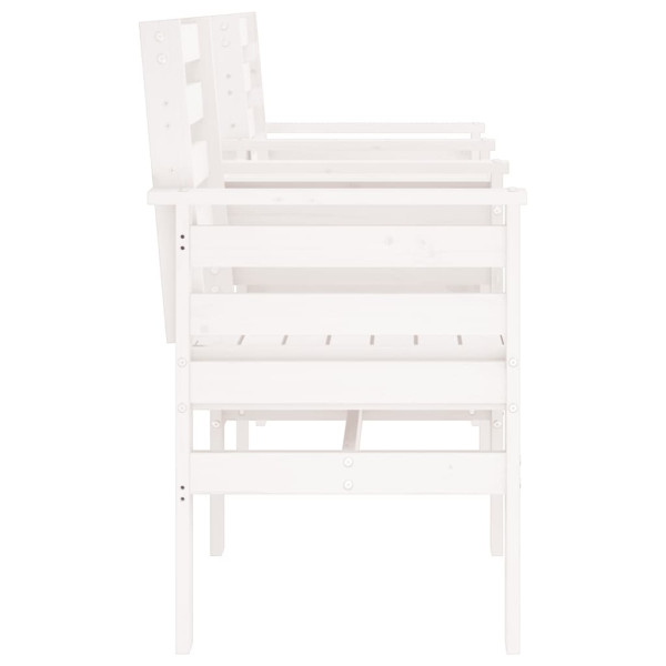 Banco de jardim 2 lugares com mesa pinho maciço branco M 4