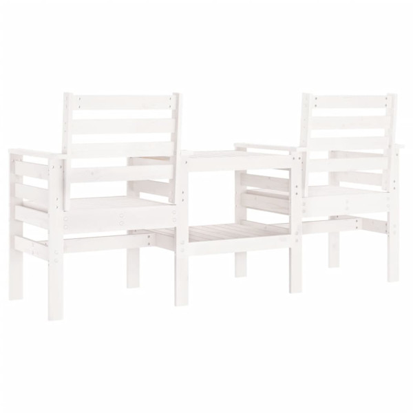 Banco de jardim 2 lugares com mesa pinho maciço branco M 5