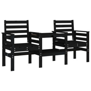 Banco de jardim 2 lugares com mesa pinho maciço preto H