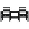 Banco de jardim 2 lugares com mesa pinho maciço preto 3