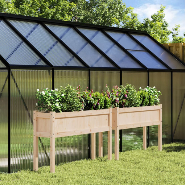 Jardineras de exterior con patas 2 uds madera maciza de pino D