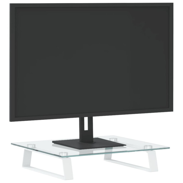 Soporte de monitor vidrio templado y metal blanco 40x35x8 cm M 3