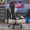Silla gaming de masaje cuero sintético negro y blanco 1