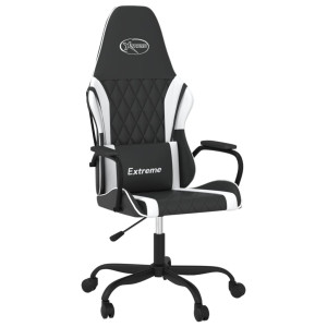 Cadeira de massagem gaming de couro sintético preto e branco H