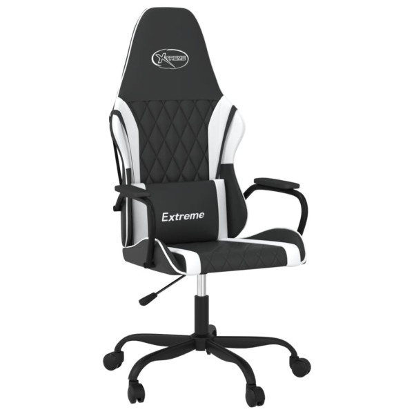 Silla gaming de masaje cuero sintético negro y blanco M 2