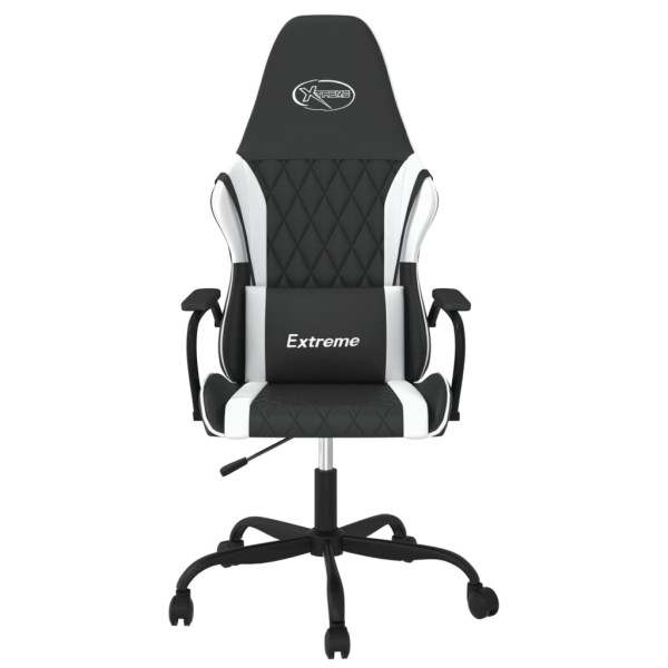 Cadeira de massagem gaming de couro sintético preto e branco M 3