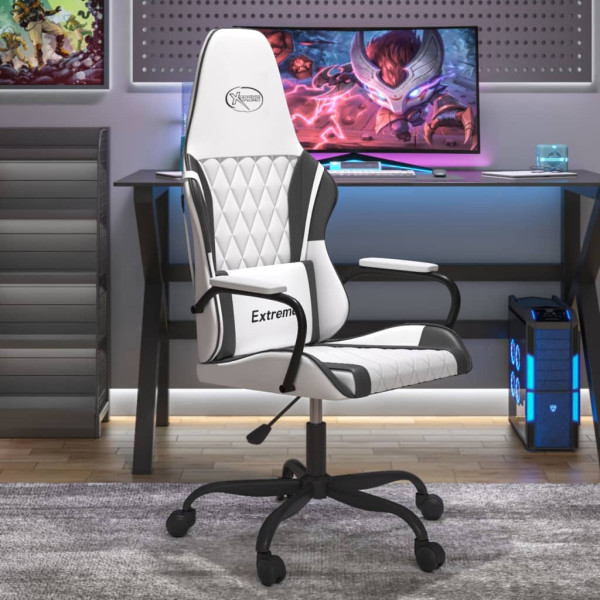Silla gaming cuero sintético blanco y negro D