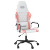 Silla gaming de masaje cuero sintético blanco y rosa 2