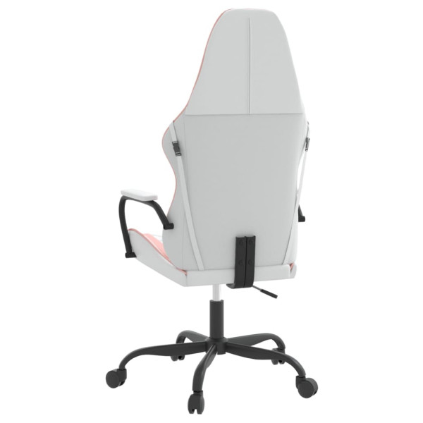 Silla gaming de masaje cuero sintético blanco y rosa M 5