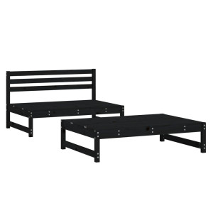 Juego de muebles de jardín 2 pzas madera maciza de pino negro H