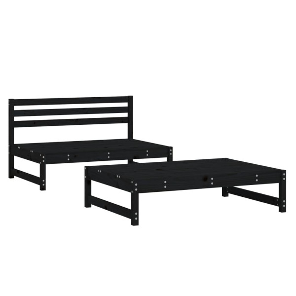 Juego de muebles de jardín 2 pzas madera maciza de pino negro M 2