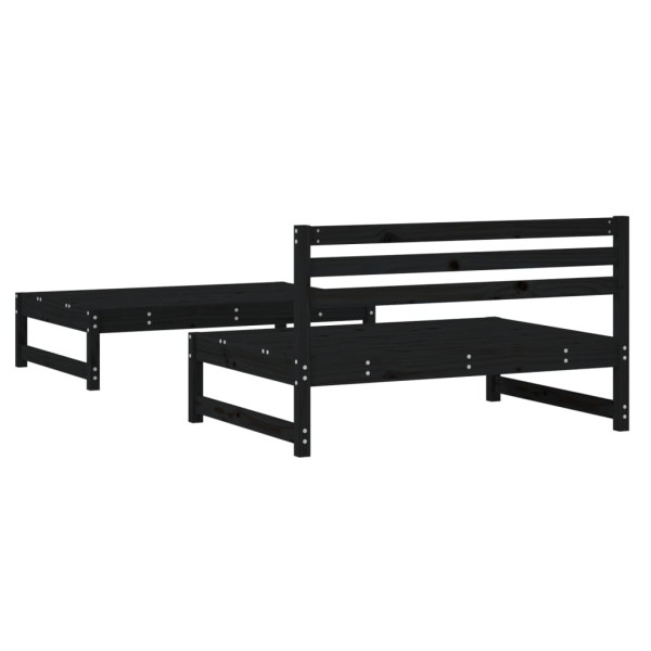2 pcs conjunto lounge de jardim madeira de pinho maciça preto M 3