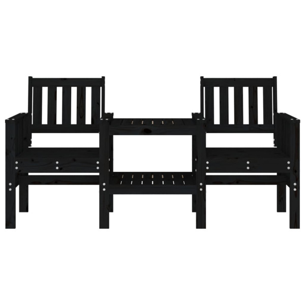 Banco de jardim 2 lugares com mesa pinho maciço preto M 3
