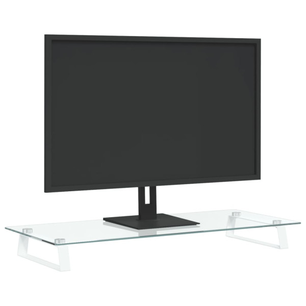 Suporte para monitor 80x35x8 cm vidro temperado e metal branco M 3