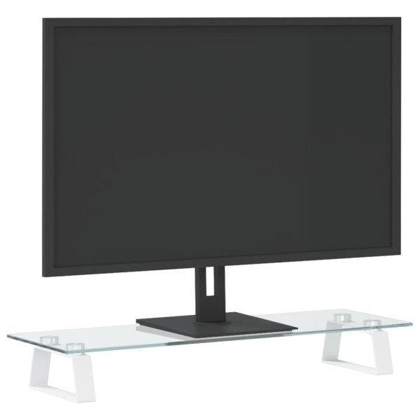 Suporte para monitor 60x20x8 cm vidro temperado e metal branco M 3