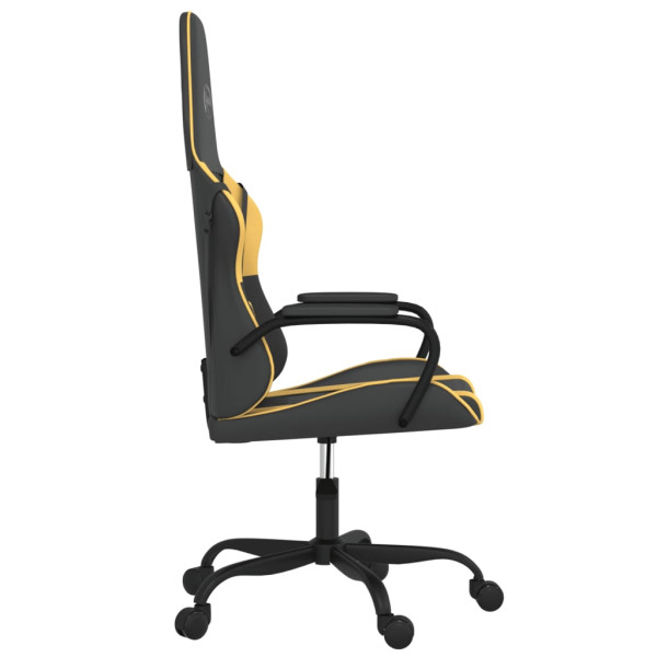 Silla gaming de masaje cuero sintético negro y dorado M 4