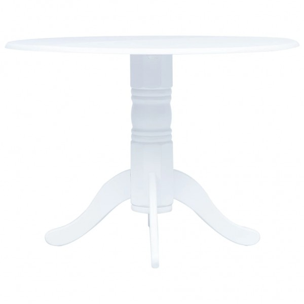 Mesa de comedor de madera maciza de caucho blanco 106 cm D