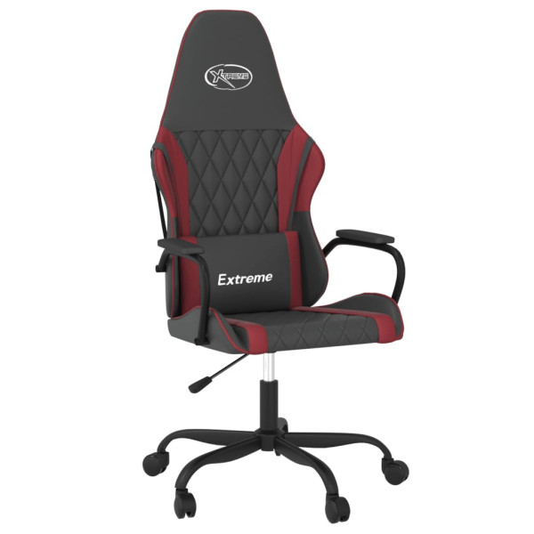 Cadeira de massagem gaming couro sintético preto e vermelho vinho tinto M 2