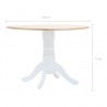Mesa de comedor de madera maciza de caucho blanco marrón 106 cm 5