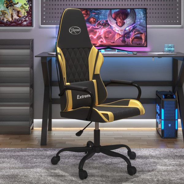 Silla gaming cuero sintético negro y dorado D