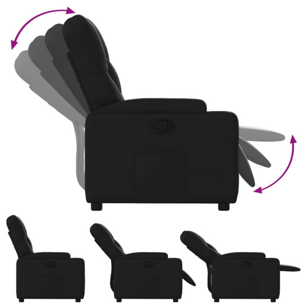 Sillón reclinable de cuero sintético negro M 4
