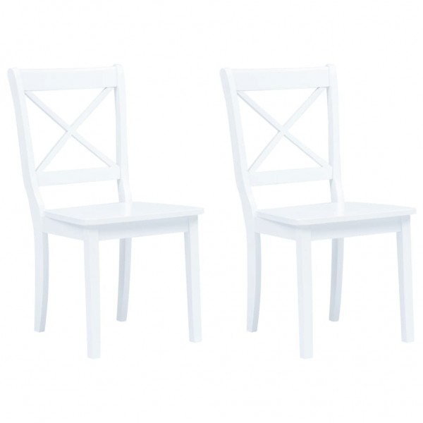Sillas de comedor 2 unidades madera maciza de caucho blanco D