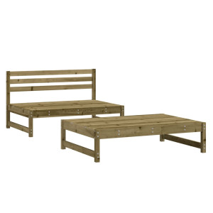 2 pcs conjunto lounge de jardim madeira de pinho impregnada H