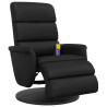 Sillón reclinable masaje con reposapiés cuero sintético negro 2