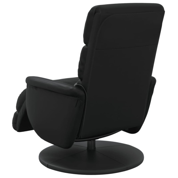 Sillón reclinable masaje con reposapiés cuero sintético negro M 5