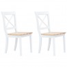Cadeiras de jantar 2pcs seringueira maciça branco/madeira clara 1