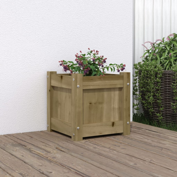 Jardinera madera maciza de pino impregnada 31x31x31 cm D