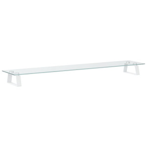 Soporte de monitor vidrio templado y metal blanco 100x20x8 cm H