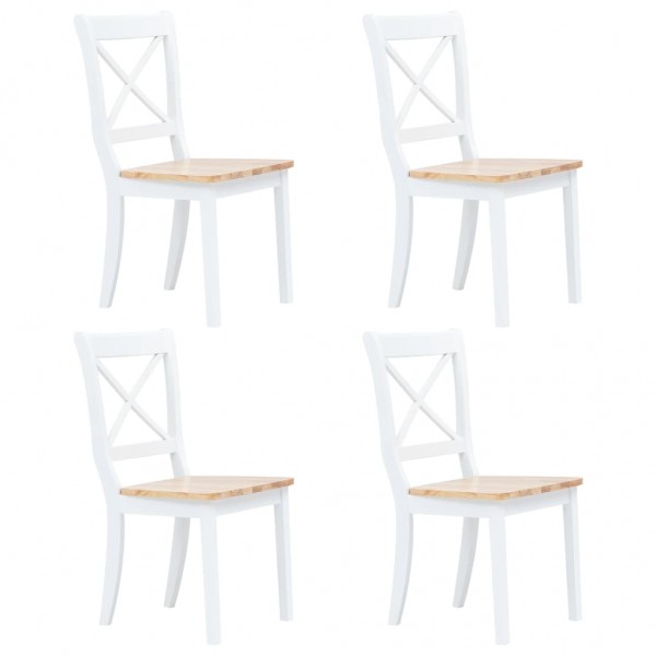 Sillas comedor 4 uds madera maciza caucho blanco y madera claro D