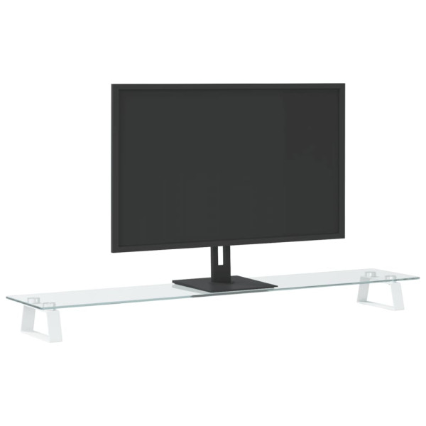Suporte para monitor 100x20x8 cm vidro temperado e metal branco M 3