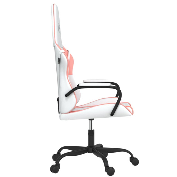 Silla gaming cuero sintético blanco y rosa M 4