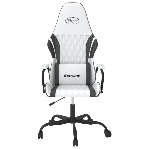 Silla gaming de masaje cuero sintético blanco y negro M 3