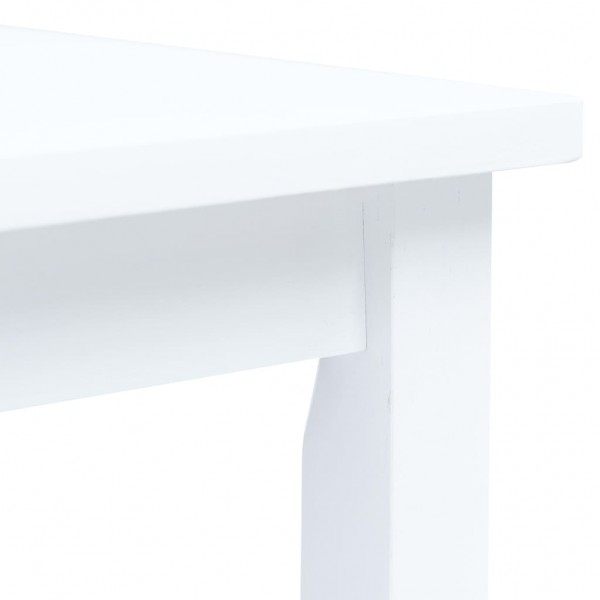 Mesa de comedor de madera maciza de caucho blanco 114x71x75 cm M 4