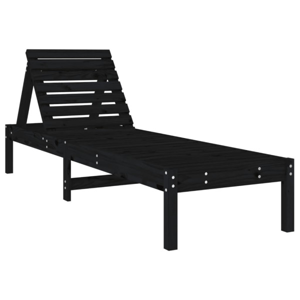 Tumbonas 2 unidades madera maciza de pino negro 199.5x60x74 cm M 3