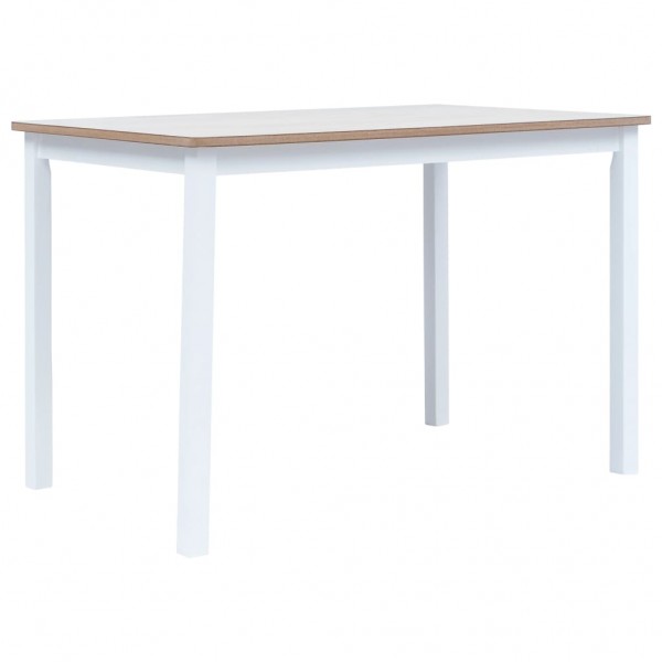 Mesa de comedor de madera de caucho blanco marrón 114x71x75 cm D