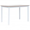 Mesa de comedor de madera de caucho blanco marrón 114x71x75 cm 1