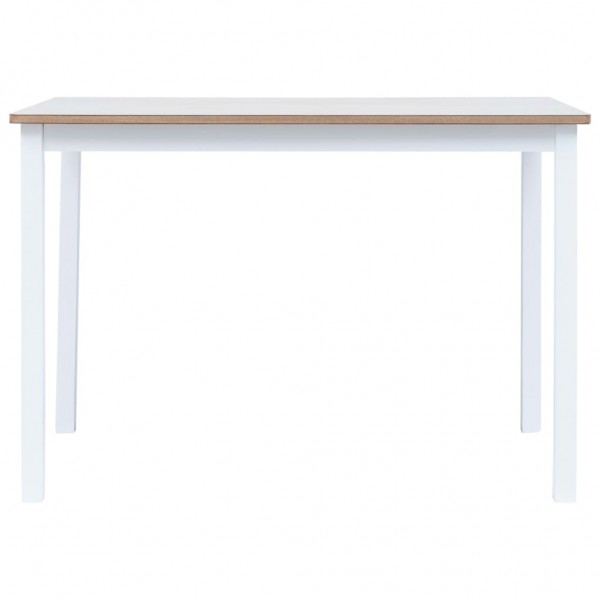Mesa de comedor de madera de caucho blanco marrón 114x71x75 cm M 2